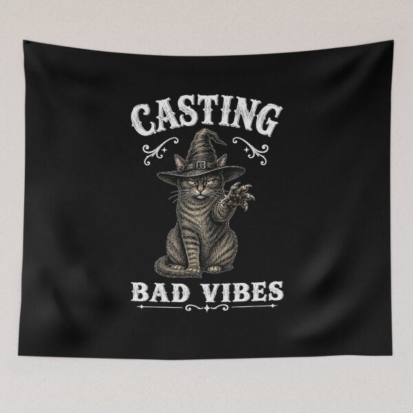 Item preview, Casting Bad Vibes Tabby Cat Witchy Shirt designed and sold by Lichtisign.