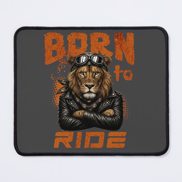 Item preview, Lion Biker Design – Born To Ride Funny Motorcycle Lion Print designed and sold by PixelsPaws.