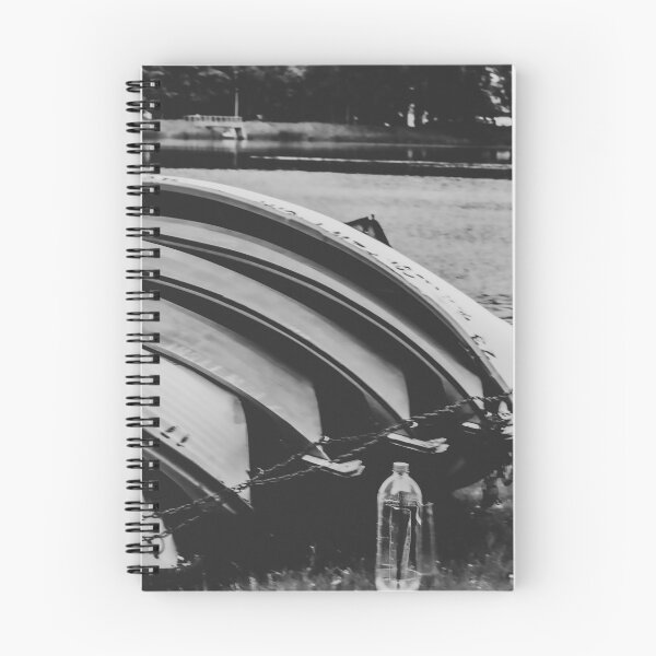Item preview, Nostalgic Lakeside Rowboats: Monochrome Landscape Art designed and sold by Apex_Visuals.