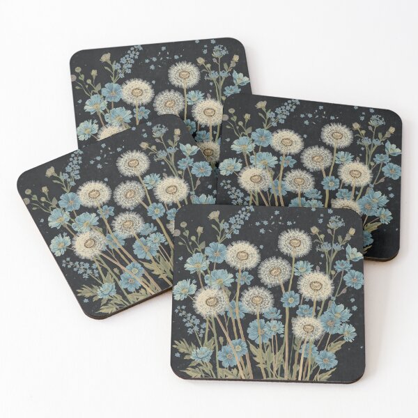 Item preview, Dandelion puff and blue flowers designed and sold by uunaa.