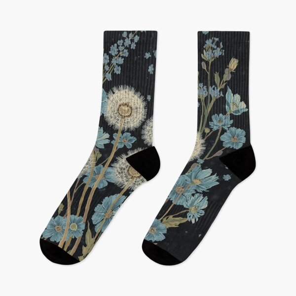 Item preview, Dandelion puff and blue flowers designed and sold by uunaa.