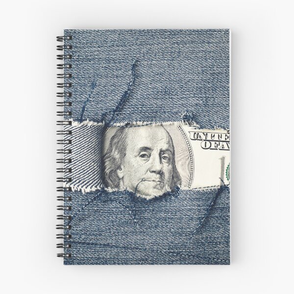 Item preview, Hundred dollars bill through torn blue jeans texture designed and sold by stevanovicigor.