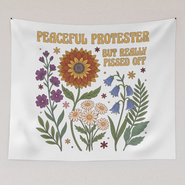 Item preview, Retro Peaceful Protester But Really Pissed Off Vintage Floral designed and sold by rediscoveredapp.