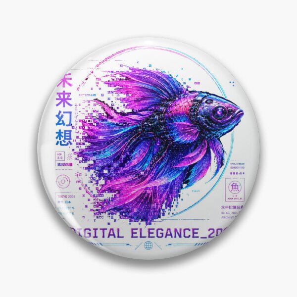 Item preview, Digital Elegance 2001 Cyber Betta Fish – Neon Biomechanical Aquarium Design designed and sold by FusiTink.