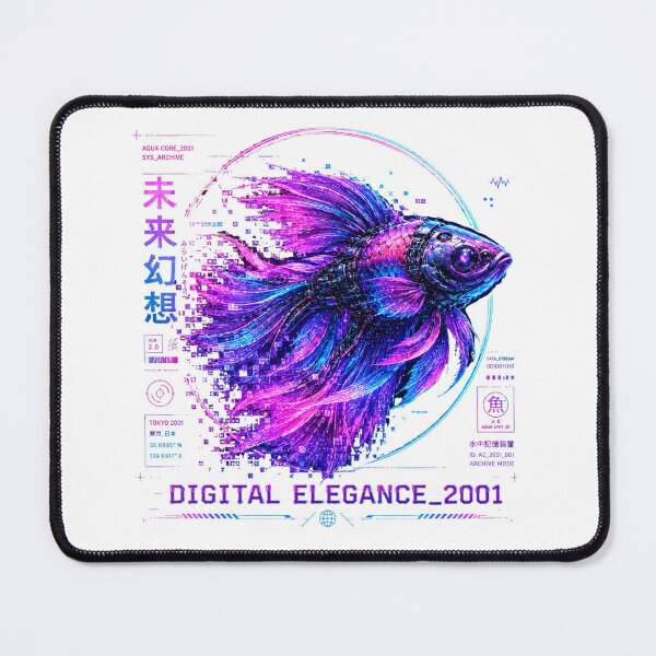 Item preview, Digital Elegance 2001 Cyber Betta Fish – Neon Biomechanical Aquarium Design designed and sold by FusiTink.