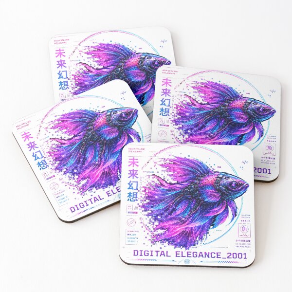 Item preview, Digital Elegance 2001 Cyber Betta Fish – Neon Biomechanical Aquarium Design designed and sold by FusiTink.