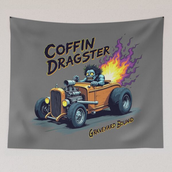 Item preview, Coffin Dragster Graveyard Bound - Lowbrow Hot Rod Art designed and sold by Hans-Design.