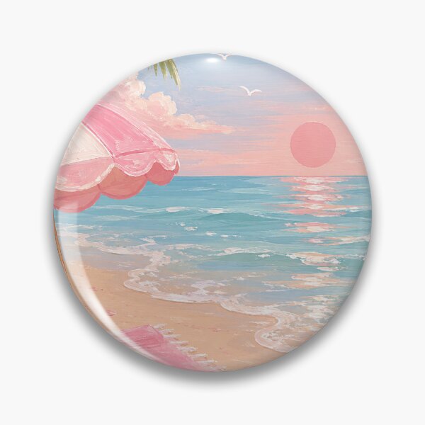 Item preview, Pink summer beach scence designed and sold by Cherry Lane studio.