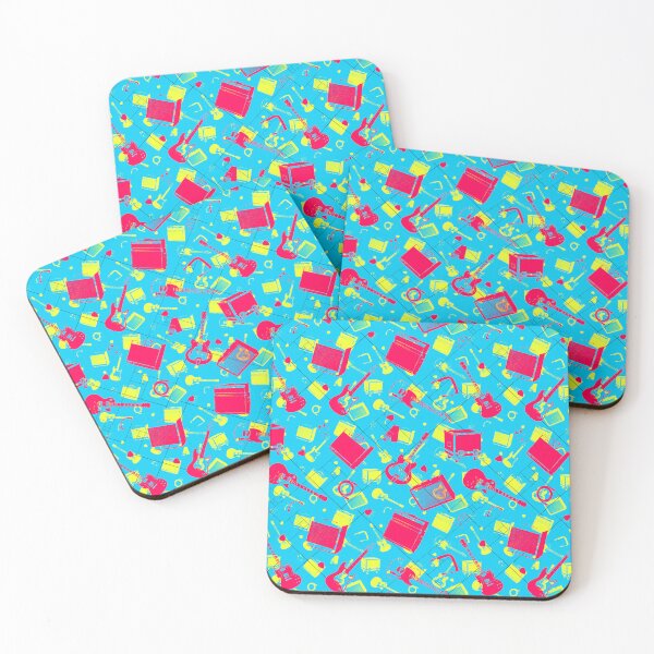Item preview, Guitar & Amp Gig Day Pattern | Music Lover Cyan Pink Yellow All Over Print designed and sold by Analog Threads & Goods.