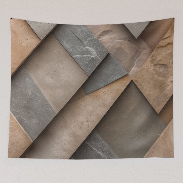 Item preview, Overlapping Angular Stone Slabs Grey Mosaic designed and sold by EnmarcArt.