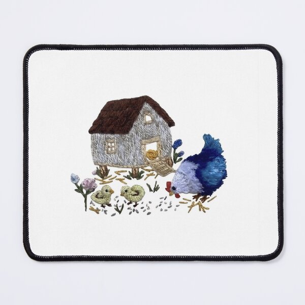 Item preview, Hand embroidered Farm Chicken Family Cottage Scene designed and sold by Alsa-handembroidery.