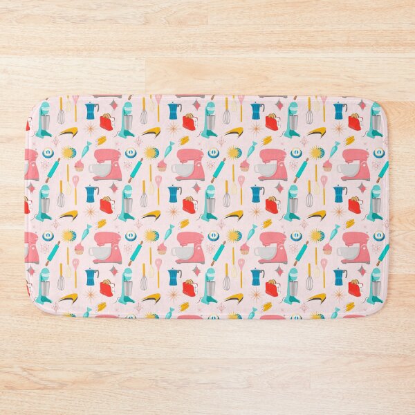 Item preview, Retro Baking Kitchen Pattern with Vintage Mixers and Baking Tools designed and sold by daphsam.