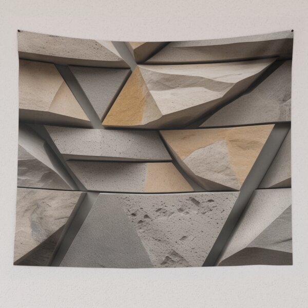 Item preview, Sandstone Prisms Geometric Relief Beige Poster designed and sold by EnmarcArt.
