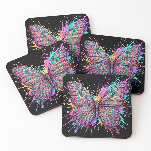 Item preview, Neon Mandala Butterfly - Vibrant Bohemian Paint Splash designed and sold by Vivanima.