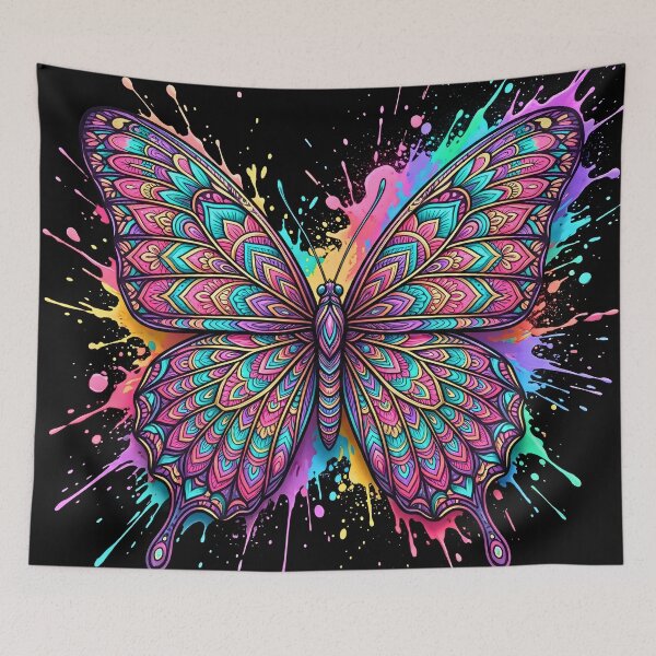 Item preview, Neon Mandala Butterfly - Vibrant Bohemian Paint Splash designed and sold by Vivanima.