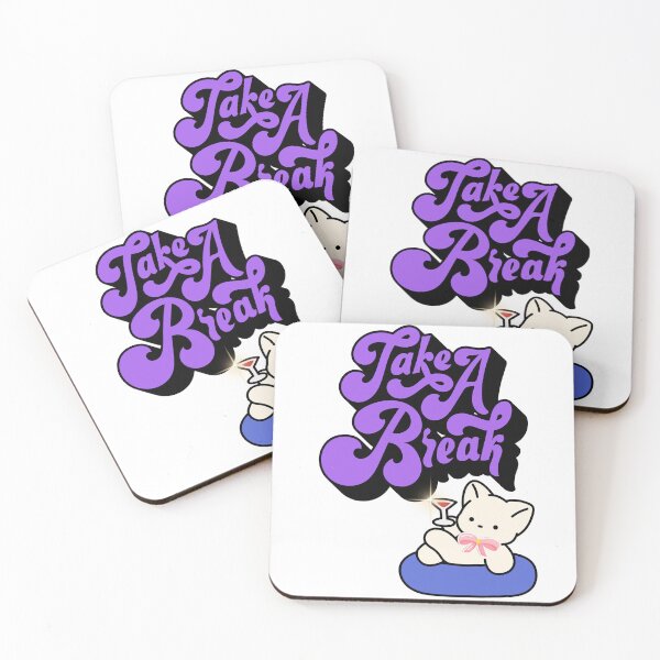 Item preview, Take A Break Cute Cat Sticker | Funny Self Care Aesthetic Design | Relaxing Mood Quote Art designed and sold by sumodesign.