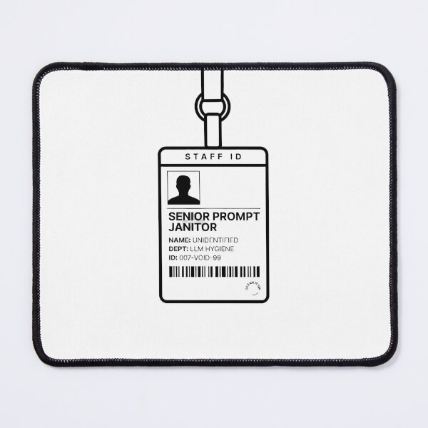 Item preview, Senior Prompt Janitor Staff ID LLM Hygiene designed and sold by Bianca Oltean.