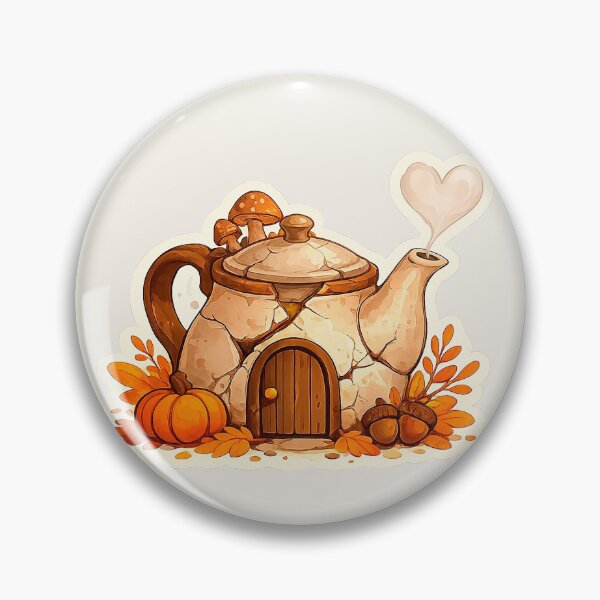 Item preview, Cozy Autumn Teapot Cottage Whimsical Fall Sticker designed and sold by Iras-Art-Corner.