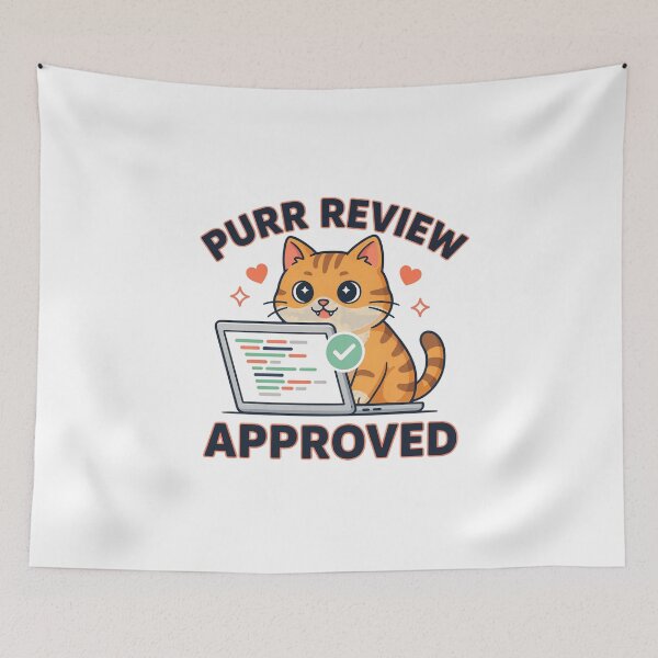Item preview, Purr Review Approved Cute Coding Cat designed and sold by Bianca Oltean.