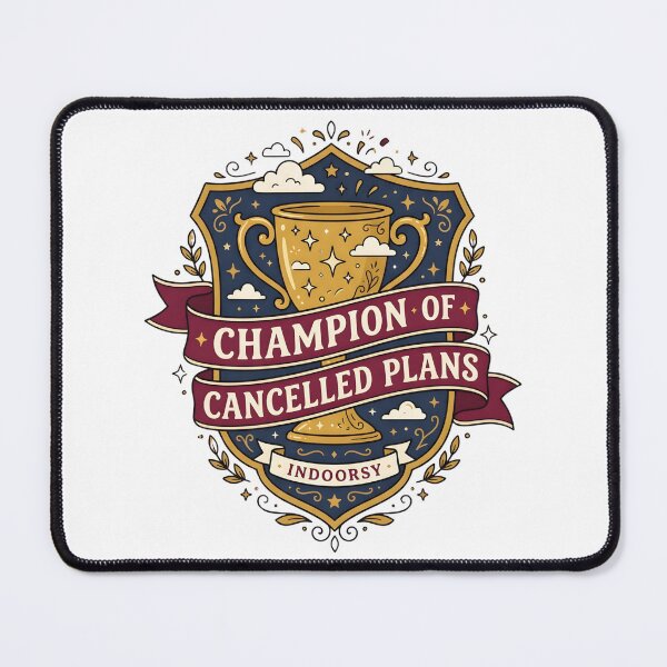 Item preview, Champion of Cancelled Plans - Retro Indoorsy Trophy Badge designed and sold by fit-and-fine26.