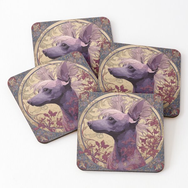 Item preview, Art nouveau Chinese crested puppy dog designed and sold by MendaciousMina.