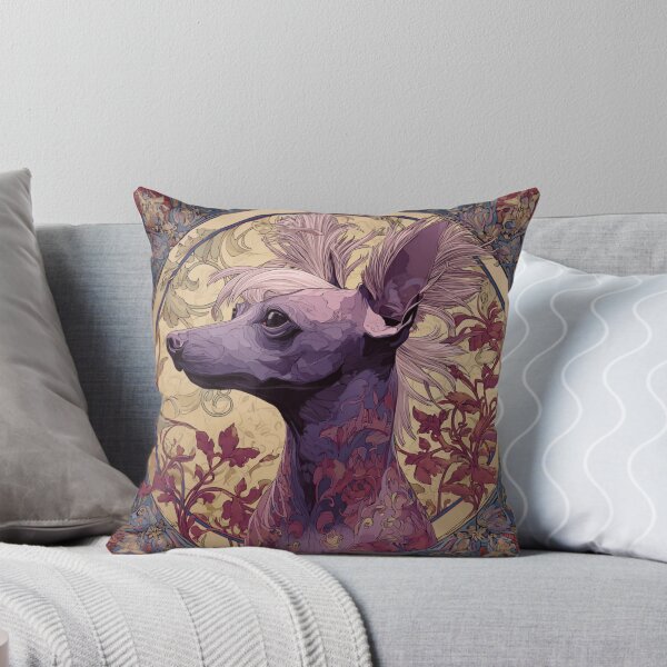 Item preview, Art nouveau Chinese crested puppy dog designed and sold by MendaciousMina.