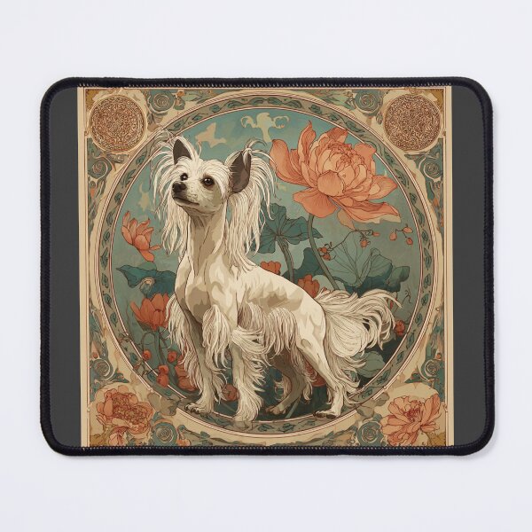 Item preview, Art nouveau Chinese crested puppy dog designed and sold by MendaciousMina.