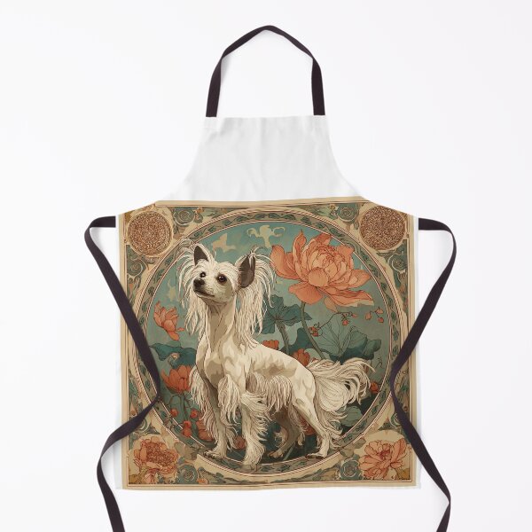 Item preview, Art nouveau Chinese crested puppy dog designed and sold by MendaciousMina.