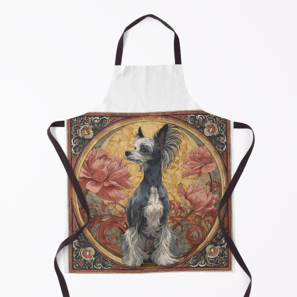 Item preview, Art nouveau Chinese crested puppy dog designed and sold by MendaciousMina.