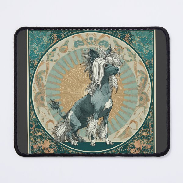 Item preview, Art nouveau Chinese crested puppy dog designed and sold by MendaciousMina.