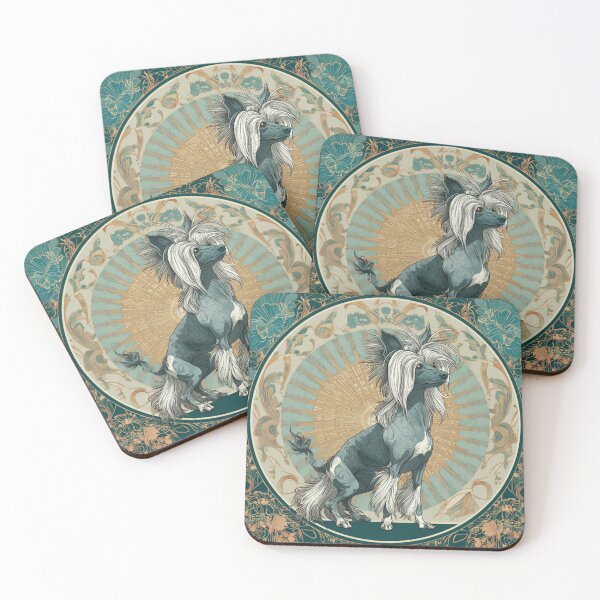 Item preview, Art nouveau Chinese crested puppy dog designed and sold by MendaciousMina.