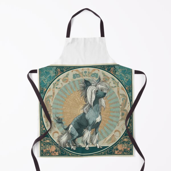 Item preview, Art nouveau Chinese crested puppy dog designed and sold by MendaciousMina.
