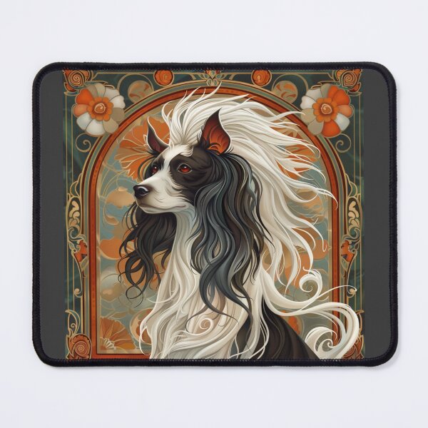 Item preview, Art nouveau Chinese crested puppy dog designed and sold by MendaciousMina.