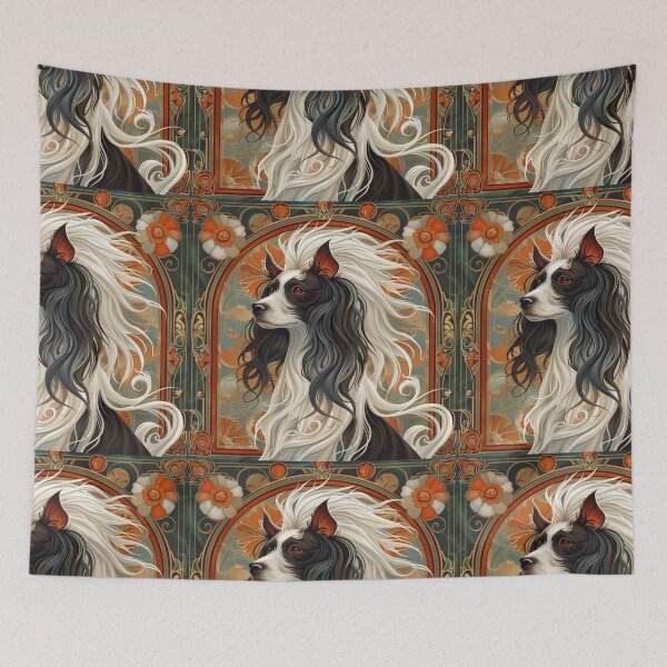 Item preview, Art nouveau Chinese crested puppy dog designed and sold by MendaciousMina.