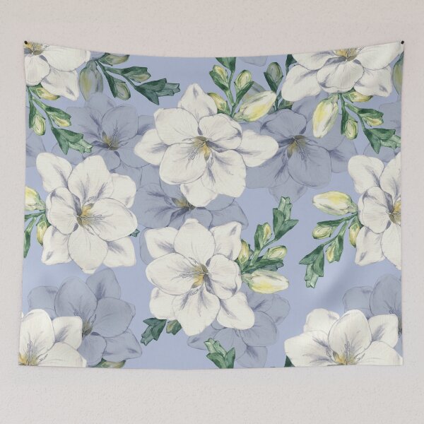 Item preview, Pastel Blue Cottagecore Watercolor Garden Pattern designed and sold by 21 Tulips.