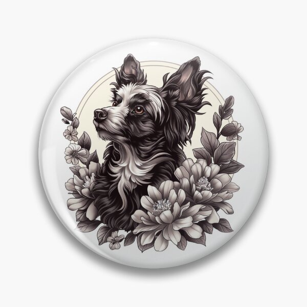 Item preview, Chinese crested puppy dog with flowers designed and sold by MendaciousMina.