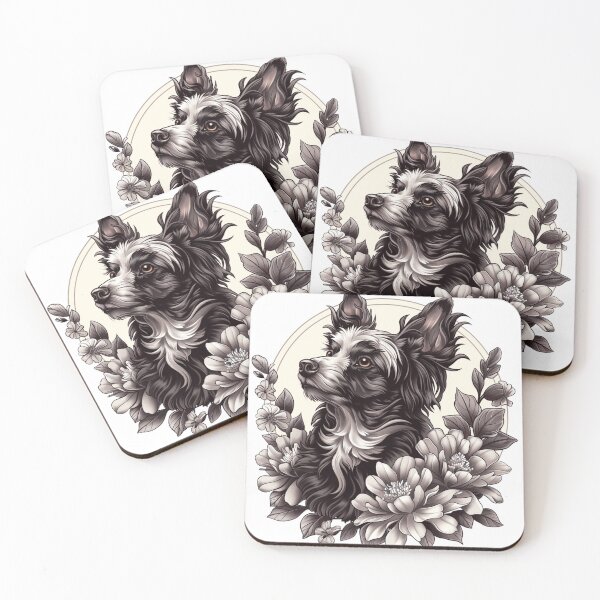 Item preview, Chinese crested puppy dog with flowers designed and sold by MendaciousMina.