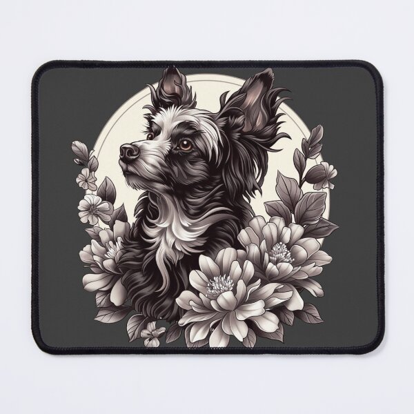 Item preview, Chinese crested puppy dog with flowers designed and sold by MendaciousMina.