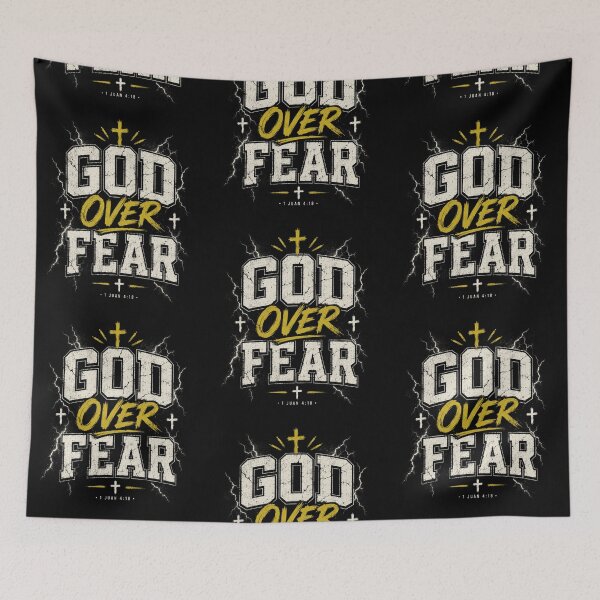 Item preview, christian streetwear design urban faith aesthetic God over fear designed and sold by Luz y Estilo.