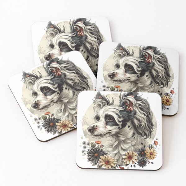 Item preview, Chinese crested puppy dog with flowers designed and sold by MendaciousMina.