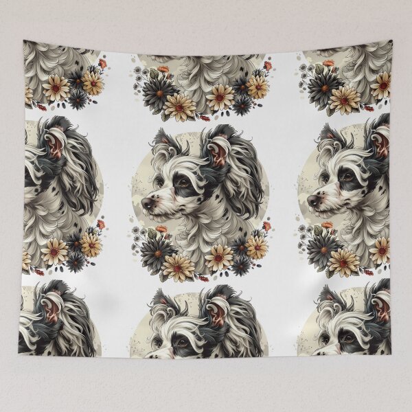 Item preview, Chinese crested puppy dog with flowers designed and sold by MendaciousMina.