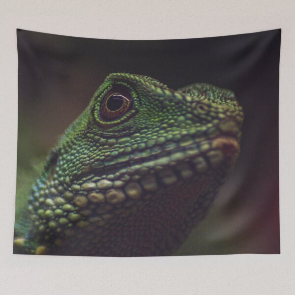Item preview, Moody Green Water Dragon Portrait: Exotic Reptile Macro designed and sold by Apex_Visuals.