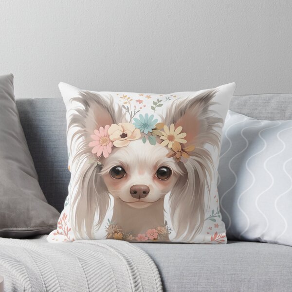 Item preview, Chinese crested puppy dog with a flower crown designed and sold by MendaciousMina.