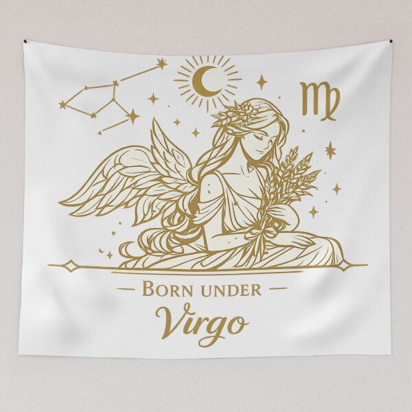 Item preview, Virgo Zodiac Goddess | Luxury Gold Astrology Art | Born Under Virgo Constellation Design designed and sold by Emoji Emblems.