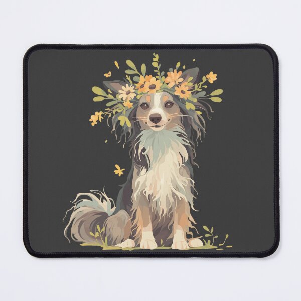 Item preview, Chinese crested puppy dog with a flower crown designed and sold by MendaciousMina.
