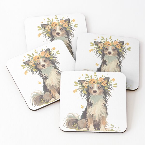 Item preview, Chinese crested puppy dog with a flower crown designed and sold by MendaciousMina.