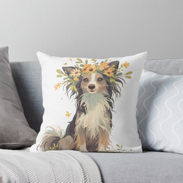 Item preview, Chinese crested puppy dog with a flower crown designed and sold by MendaciousMina.