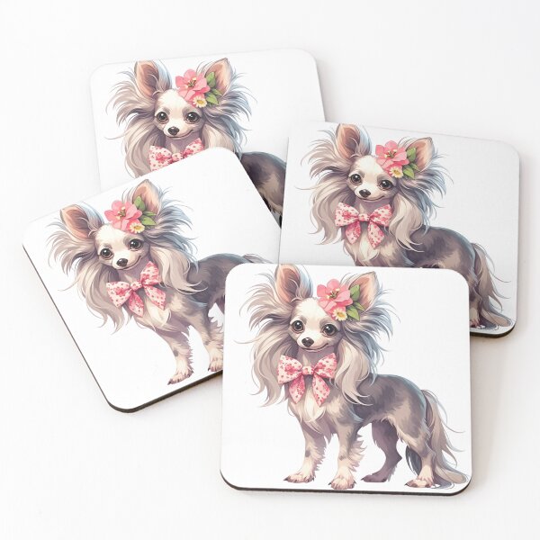 Item preview, Chinese crested puppy dog with a flower crown designed and sold by MendaciousMina.