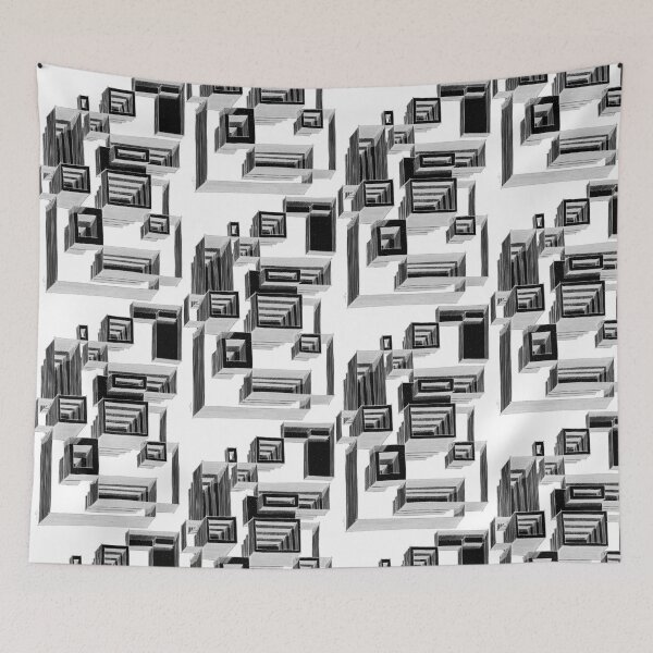 Item preview, Floating Cubes — Isometric Architecture Geometric Art designed and sold by SaharArtwork.
