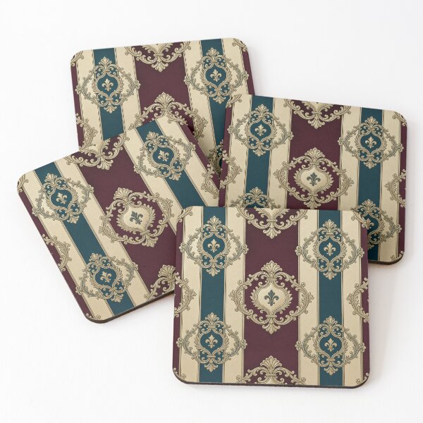 Item preview, Dark Turquoise, Burgundy & Cream Striped Gold Baroque designed and sold by DesignsByPrnces.